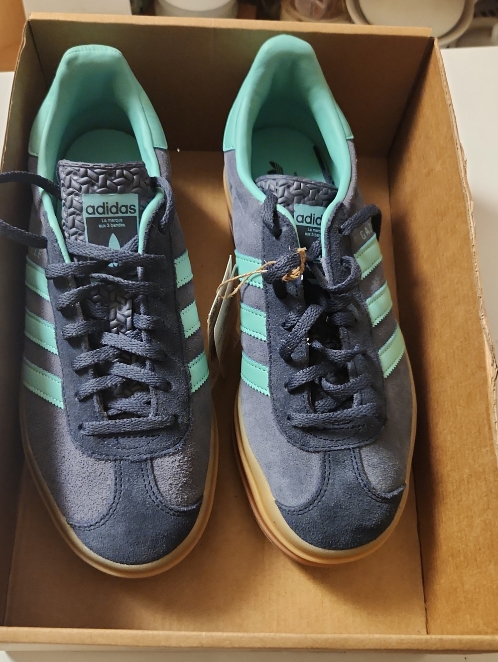 adidas Gazelle Bold W Navy with Mint Stripe Accent